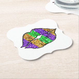 Mardi Gras Kiss Coasters