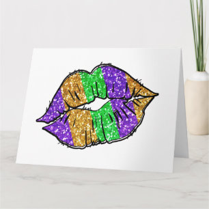 Mardi Gras Kiss Greeting Card (Blank)