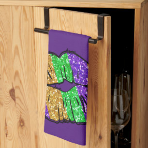Mardi Gras Kiss Kitchen Towel