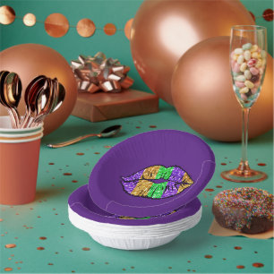 Mardi Gras Kiss Paper Bowls Plate