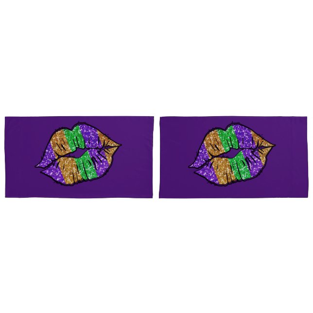 Mardi Gras Kiss Pillowcases (Front-Set)