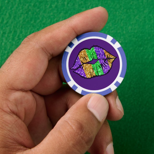 Mardi Gras Kiss Poker Chips (Hand)