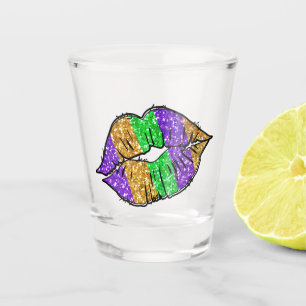 Mardi Gras Kiss Shot Glass