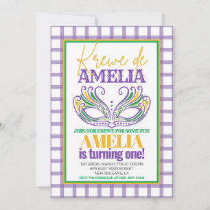 Mardi Gras Krewe First Birthday ANY AGE Invitation