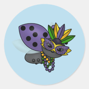 Mardi Gras Ladybug Classic Round Sticker
