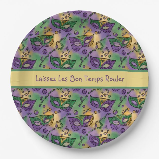 Mardi Gras Laissez Les Bon Temps Rouler Paper Plate (Front)
