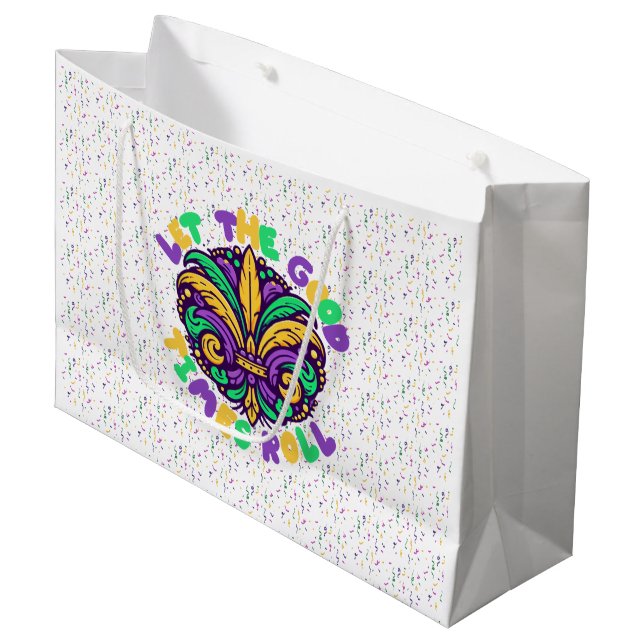 Mardi Gras Let the good times roll Large Gift Bag (Front Angled)