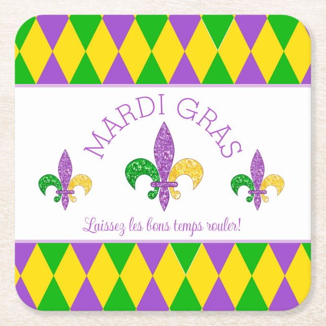 Mardi Gras! Let the Good Times Roll paper coaster (Front)