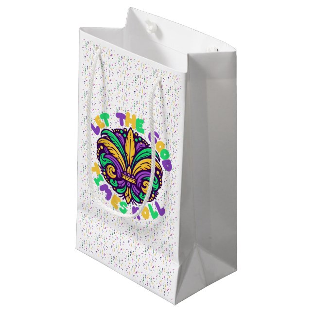 Mardi Gras Let the good times roll Small Gift Bag (Front Angled)