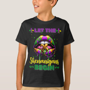 Mardi Gras Let The Shenanigans Begin Lips Kids Men T-Shirt