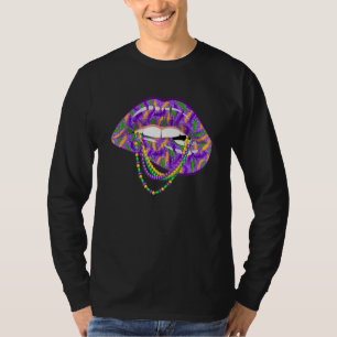 Mardi Gras Lips Fleur De Lys Fat Tuesday Parade 1 T-Shirt