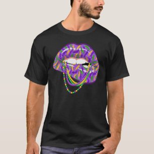 Mardi Gras Lips Fleur De Lys Fat Tuesday Parade T-Shirt