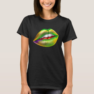 Mardi Gras Lips Green Purple & Gold 1 T-Shirt
