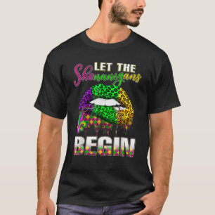 Mardi Gras Lips Outfit Costume Women Let Shenaniga T-Shirt
