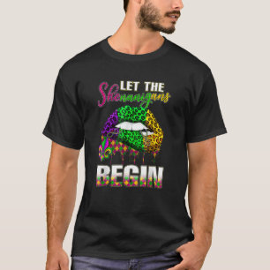 Mardi Gras Lips Outfit Costume Women Let Shenaniga T-Shirt