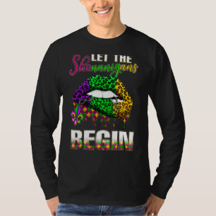 Mardi Gras Lips Outfit Costume Women Let Shenaniga T-Shirt