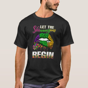 Mardi Gras Lips Outfit Costume Women Let Shenaniga T-Shirt