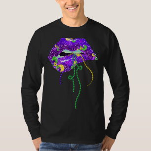 Mardi Gras Lips Queen Carnival Costume Purple And T-Shirt