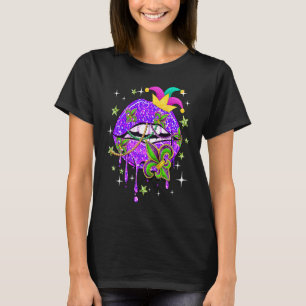 Mardi Gras Lips Queen Carnival Costume Purple & Go T-Shirt