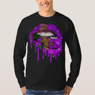 Mardi Gras Lips Queen Carnival Costume Purple & Go T-Shirt