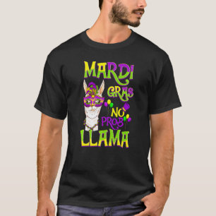 Mardi Gras Llama  Carnival Party Animal Beads & Ma T-Shirt