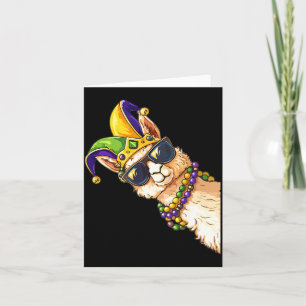 Mardi Gras Llama Sungles Funny Mardi Gras Costumes Card