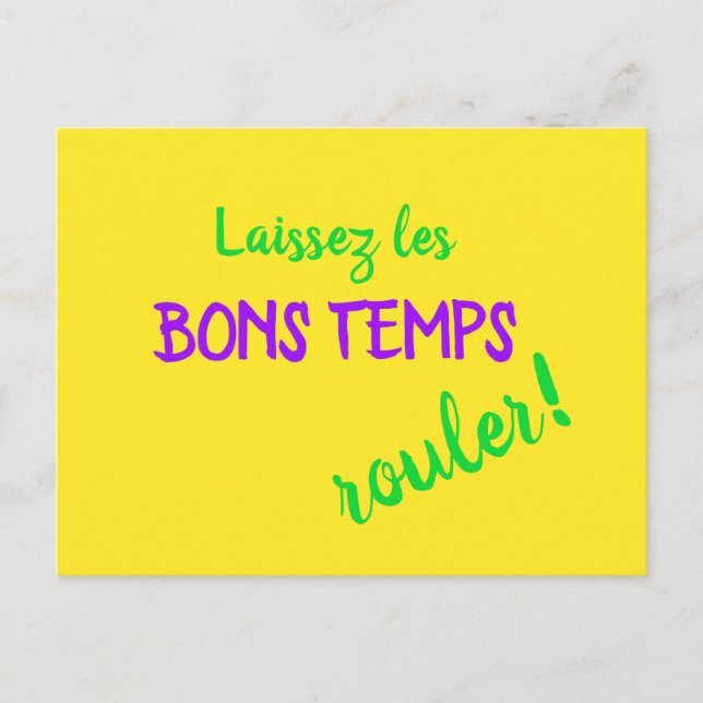 Mardi Gras Louisiana Laissez Les Bons Temps Rouler Postcard (Front)
