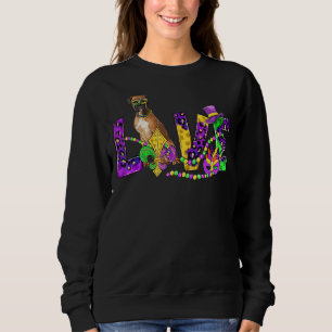 Mardi Gras Love Festival Leopard Boxer Dog Sweatshirt