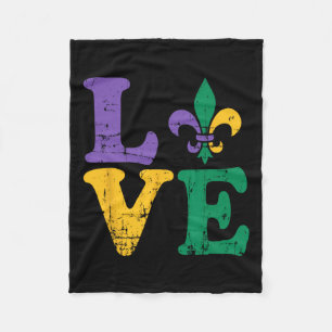 Mardi Gras Love Fleur De Lis  Fleece Blanket