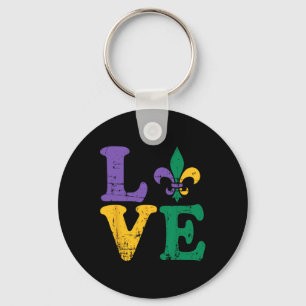 Mardi Gras Love Fleur De Lis  Key Ring