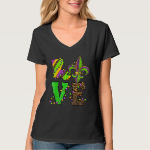 Mardi Gras Love Fleur De Lis Leopard Costume T-Shirt