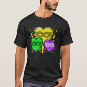 Mardi Gras Love Hearts Mask Cute Mardi Gras Fleur T-Shirt