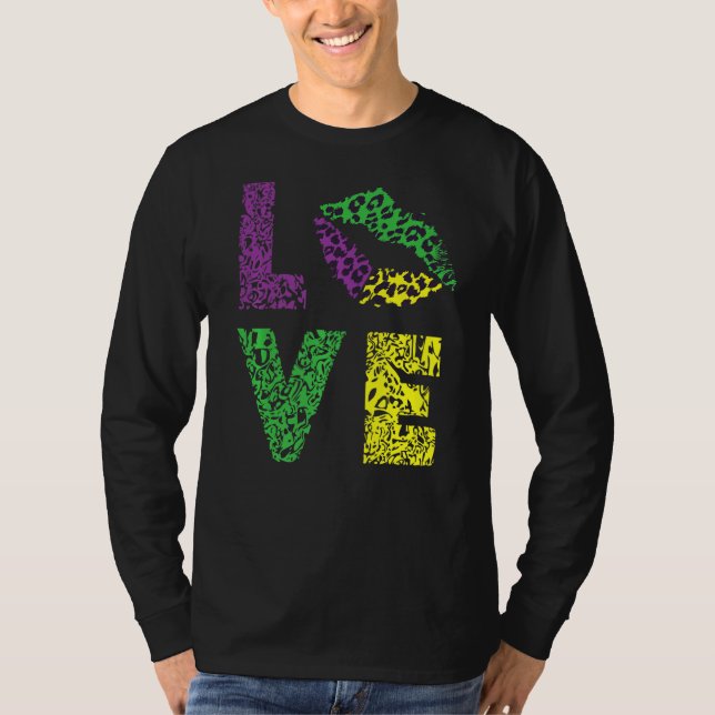 Mardi Gras Love Lips Carnival Festival Parade T-Shirt (Front)