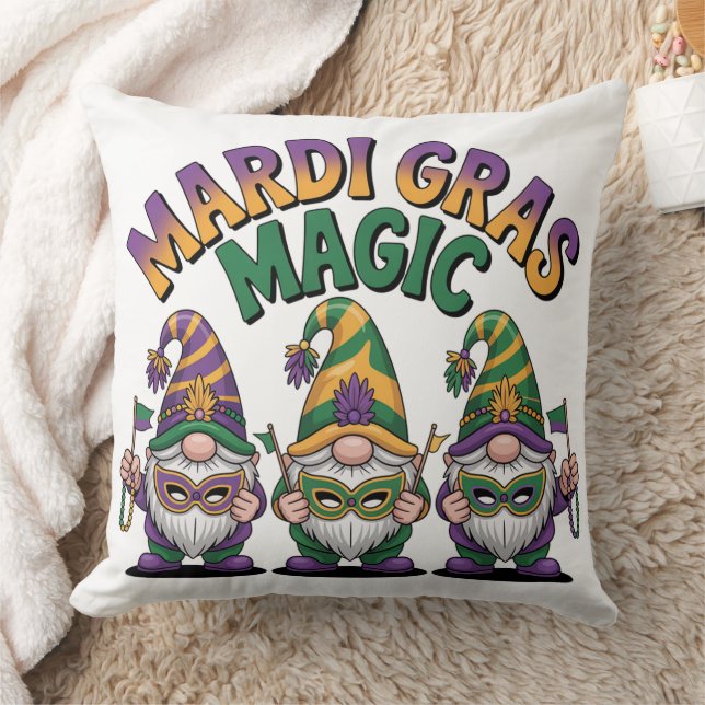 Mardi Gras Magic Gnomes Cushion (Blanket)
