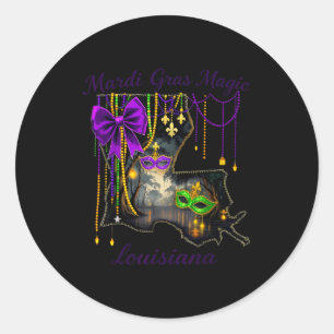 Mardi Gras Magic Louisiana Carnival Mask Men Women Classic Round Sticker