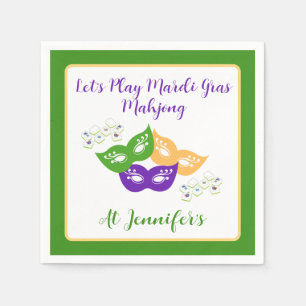 Mardi Gras Mahjong PERSONALIZE Green Gold Purple  Napkin