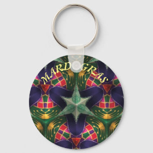 Mardi Gras, Mandala Pattern Colourful Key Ring