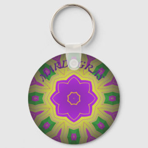 Mardi Gras, Mandala Pattern Colourful Key Ring