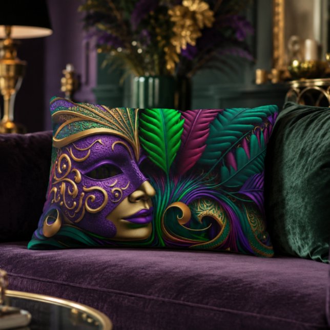 Mardi Gras Mask 16x12 Accent Pillow (Mardi Gras Mask Wall Art | New Orleans Carnival)