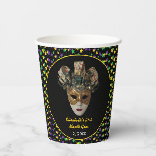 Mardi Gras Mask 21st Birthday Party Paper Cups
