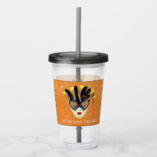 Mardi Gras Mask Acrylic Tumbler & Straw