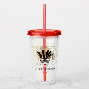 Mardi Gras Mask Acrylic Tumbler & Straw