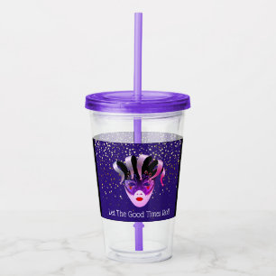Mardi Gras Mask Acrylic Tumbler & Straw