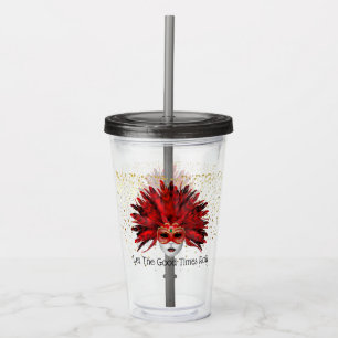 Mardi Gras Mask Acrylic Tumbler & Straw