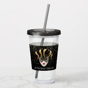 Mardi Gras Mask Acrylic Tumbler & Straw