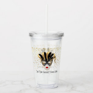 Mardi Gras Mask Acrylic Tumbler & Straw