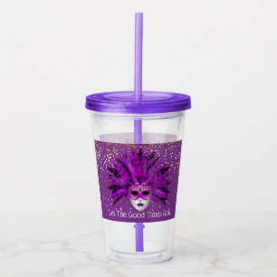 Mardi Gras Mask Acrylic Tumbler & Straw