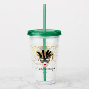 Mardi Gras Mask Acrylic Tumbler & Straw