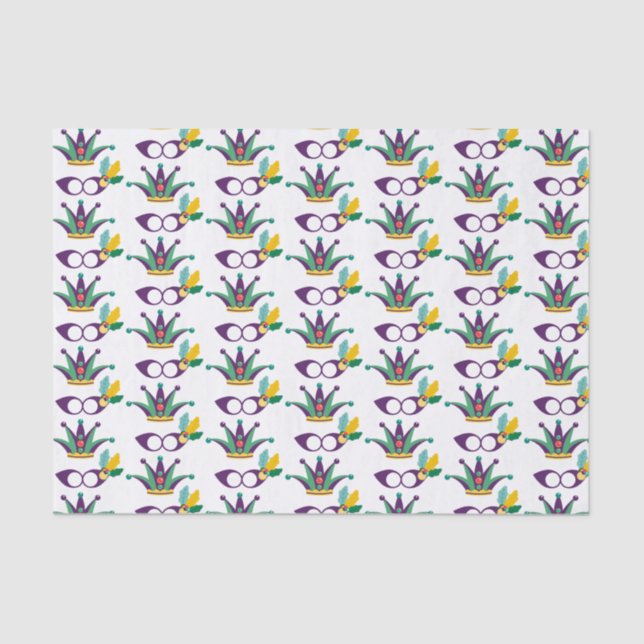 Mardi Gras Mask and Crown Festival Pattern Tissue Paper (Front)