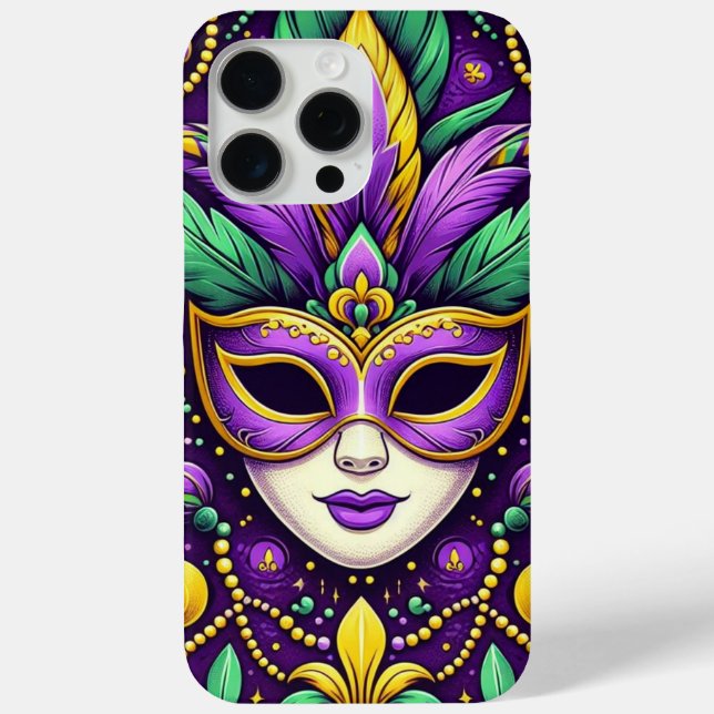 Mardi Gras mask/beads/fleur de lis Case-Mate iPhone Case (Back)